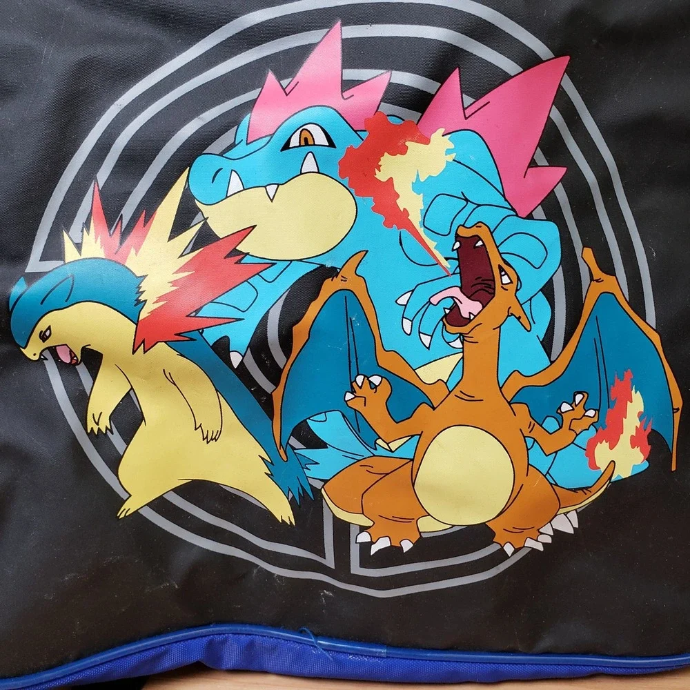 Vintage Nintendo Pokemon Kids Backpack Charizard Typhlosion Feraligatr Retro 90s
